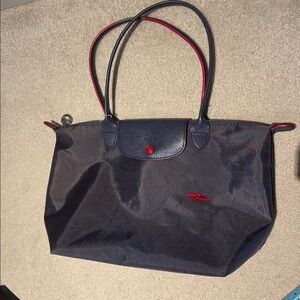 Longchamp Navy and Red Tote Bag